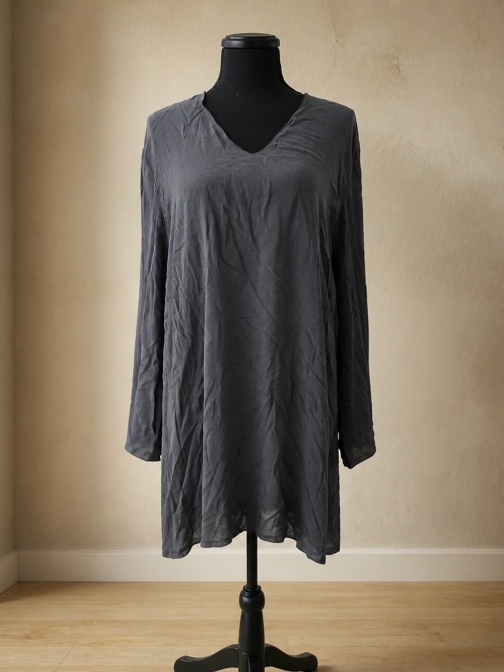 Georgio Armani Women's Long Sleeves V-Neck Tunic Mini Dress Silk Made In Italy